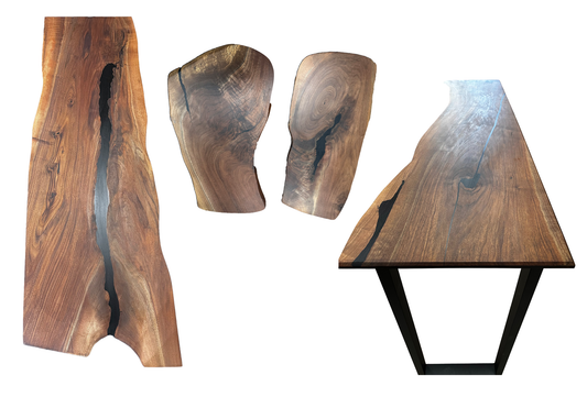 Walnut Live Edge Four Piece Set